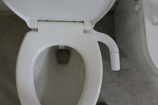 Left-Hand Bidet Toilet Seat Attachment – Dual Nozzle, Adjustable Pressure, UK ½" Tee Connector
