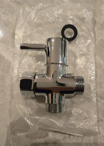 Metal T-valve connector for bidet sprayer with shutoff control – included in kit