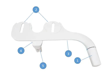 Left-Hand Bidet Toilet Seat Attachment – Dual Nozzle, Adjustable Pressure, UK ½" Tee Connector